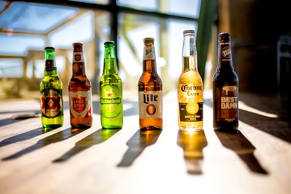 A lineup of cold bottles at Pflutto's Tavern